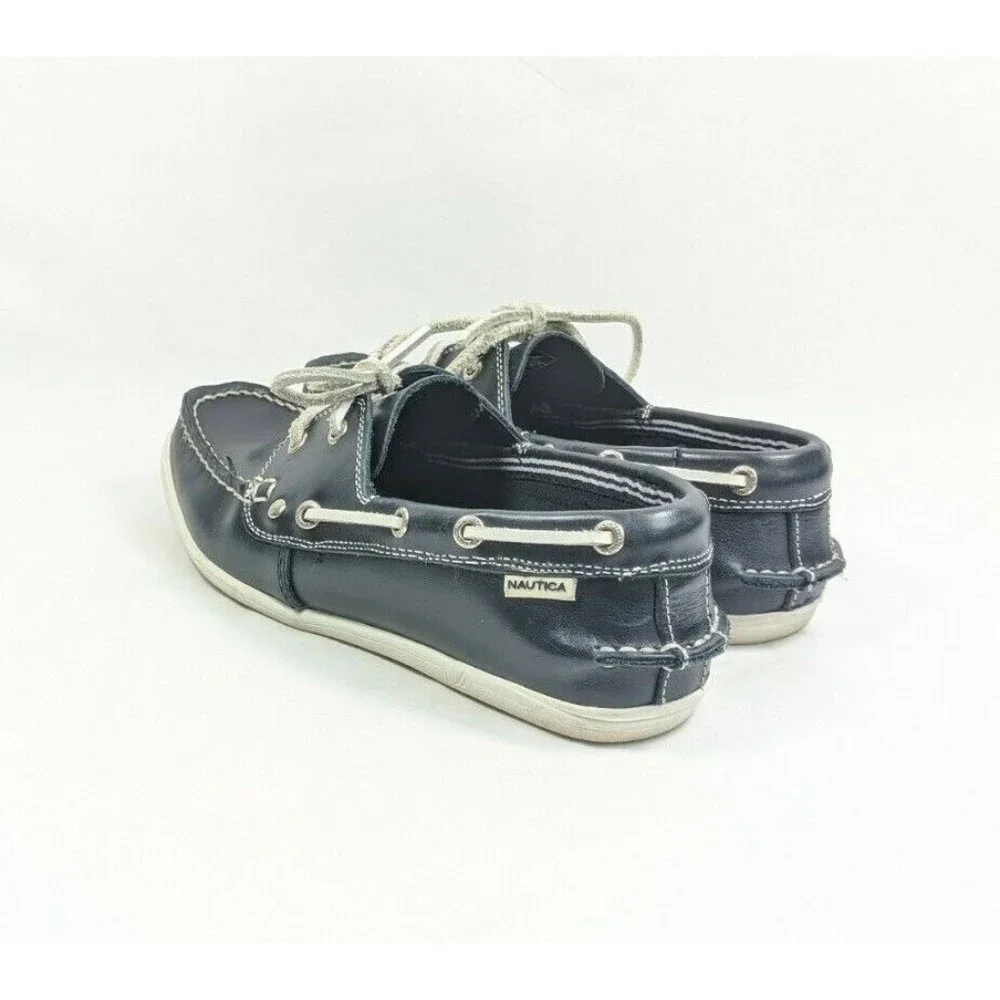 Nautica Boat Shoes Kids Size 5.5 Blue Leather Uppers